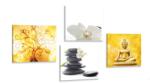 Dovido Set tablouri Feng Shui în design alb-galben - 4x 60x60