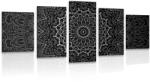 Dovido Tablou 5-piese Mandala vintage în stil indian în design alb-negru - 150x75