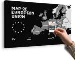 Dovido Tablou pe plută harta educațională cu denumirile țărilor uniunii europene în design alb-negru - 90x60 transparent