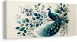 Dovido Tablou păun albastru în compoziție florală - 60x30