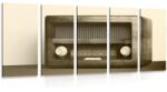 Dovido Tablou 5-piese retro radio în design sepia - 100x50