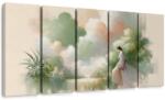 Dovido Tablou 5-piese siluetă delicată între flori - 150x75