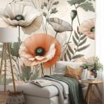 Dovido Tapet flori de mac pastelate - 245x270