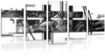 Dovido Tablou 5-piese abstracție de lux în design alb-negru - 200x100