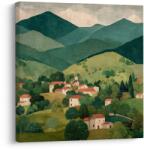Dovido Tablou dealuri verzi și case - 40x40