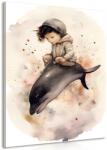 Dovido Tablou băiețel visător cu delfin - 80x120