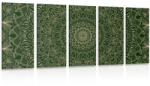 Dovido Tablou 5-piese Mandala ornamentată detaliată în culoarea verde - 100x50