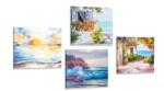 Dovido Set tablouri atingere de mare în imitație de pictură în ulei - 4x 60x60