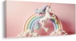 Dovido Tablou unicorn de poveste pe un curcubeu pastel - 200x100