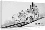 Dovido Tablou mașină cu fundalul vintage în alb-negru - 40x30
