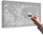 Dovido Tablou pe plută harta în design alb-negru - 120x80 metallic