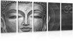 Dovido Tablou 5-piese fața lui Budha în design alb-negru - 200x100