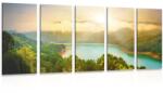 Dovido Tablou 5-piese râul lângă pădure verde - 200x100
