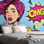 Dovido Tapet autoadeziv doamne în stil pop art - OMG! - 441x297