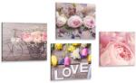 Dovido Set tablouri natura moartă florală delicată cu inscripție Love - 4x 40x40