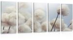 Dovido Tablou 5-piese flori de bumbac arctice - 100x50