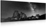 Dovido Tablou cer cu stele deasupra stâncilor alb-negru - 80x40