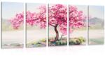 Dovido Tablou 5-piese cireș oriental în design roz - 150x75