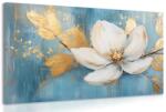 Dovido Tablou flori albe cu frunze de aur - 90x60