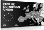 Dovido Tablou hartă educațională cu denumirile tărilor din uniunea europeană în design alb-negru - 30x20