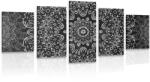 Dovido Tablou 5-piese Mandala cu un model abstract în design alb-negru - 200x100