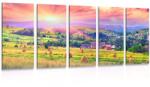 Dovido Tablou 5-piese grămadă de fân în munțile carpaților - 150x75