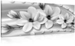 Dovido Tablou magnolie de lux cu perle în design alb-negru - 140x70