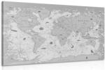 Dovido Tablou harta în design alb-negru - 120x80