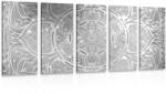 Dovido Tablou 5-piese Mandala indiene cu un fundal galactic în design alb-negru - 200x100