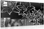 Dovido Tablou ilustrație florală în design alb-negru - 150x100