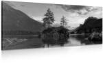 Dovido Tablou peisaj montan lângă lac alb-negru - 120x60