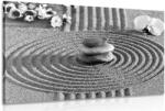 Dovido Tablou grădina japoneză cu elemente Feng Shui în design alb-negru - 60x40