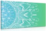 Dovido Tablou Mandala albă pe un fundal albastru-verde - 40x30