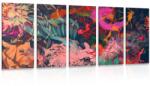 Dovido Tablou 5-piese flori în design abstract - 100x50