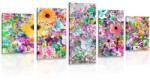 Dovido Tablou 5-piese de flori viu colorate - 100x50