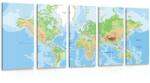 Dovido Tablou 5-piese harta lumii clasică - 150x75