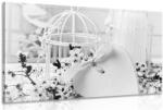 Dovido Tablou natura moartă romantică în stilul vintage în design alb-negru - 30x20