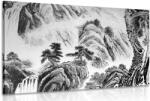 Dovido Tablou pictura peisagistică chineză în design alb-negru - 40x30