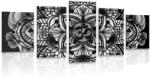 Dovido Tablou 5-piese Mandala sănătății în design alb-negru - 150x75
