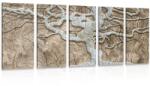 Dovido Tablou 5-piese copacul abstract pe lemn în design bej - 200x100