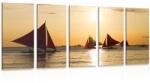 Dovido Tablou 5-piese apus de soare frumos la mare - 100x50
