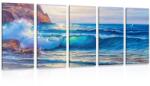 Dovido Tablou 5-piese valuri de mare pe coastă - 100x50