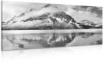 Dovido Tablou lac de munte în apropierea pădurii alb-negru - 140x70