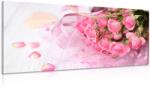 Dovido Tablou buchet romantic de trandafiri roz - 120x60