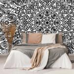 Dovido Tapet ornament cu motiv floral în alb-negru - 294x198