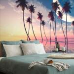 Dovido Tapet autoadeziv apusde soare deasupra palmierilor tropicali - 196x270