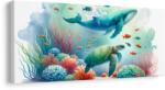 Dovido Tablou broască țestoasă și balenă în ocean - 80x40