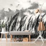 Dovido Fototapet iarbă în design alb-negru - 245x165