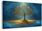 Dovido Tablou arborele vieții auriu în albastru - 90x60