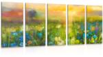 Dovido Tablou 5-piese pictură în ulei flori de luncă - 150x75